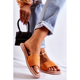 FJ1 Pantuflas Mujer Ante Naranja Atardecer 2