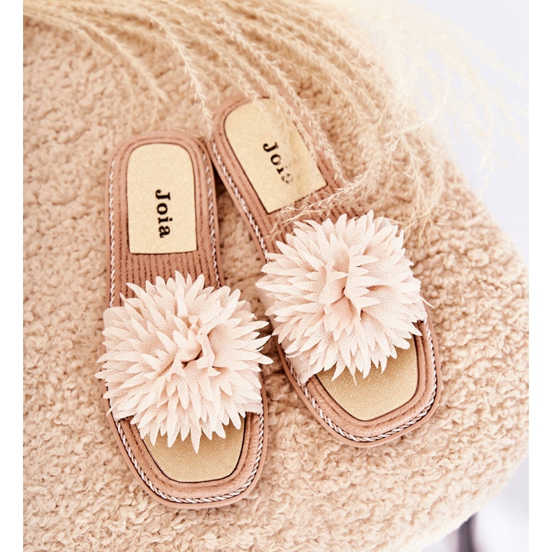 FJ1 Pantuflas De Mujer En Ante Con Adorno Giorgia Beige 1