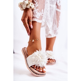 FJ1 Pantuflas De Mujer De Ante Con Adorno Giorgia Blanco 2