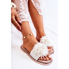 FJ1 Pantuflas De Mujer De Ante Con Adorno Giorgia Blanco 5