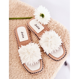 FJ1 Pantuflas De Mujer De Ante Con Adorno Giorgia Blanco 1