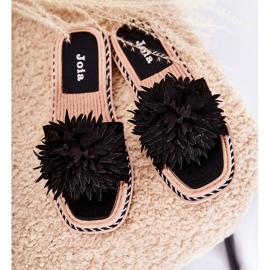 FJ1 Pantuflas De Mujer De Ante Con Adorno Giorgia Negro 1