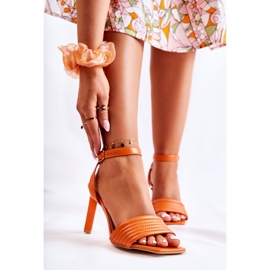 FJ1 Sandalias Mujer Tacón Alto Camelia Naranja 5