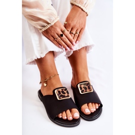 FJ1 Pantuflas Mujer Con Elemento Decorativo Negro Leonia 5