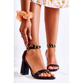 FJ1 Sandalias De Cuero De Tacón Alto Con Tachuelas Maribel Negras negro 1