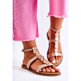 Sandalias De Mujer Con Cinturón Decorativo Beige Seila 4