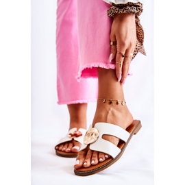 FJ1 Cómodas Pantuflas De Mujer Con Adorno Leila Blanco 1
