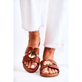 FJ1 Cómodas Pantuflas De Mujer Con Adorno Leila Marrón 5