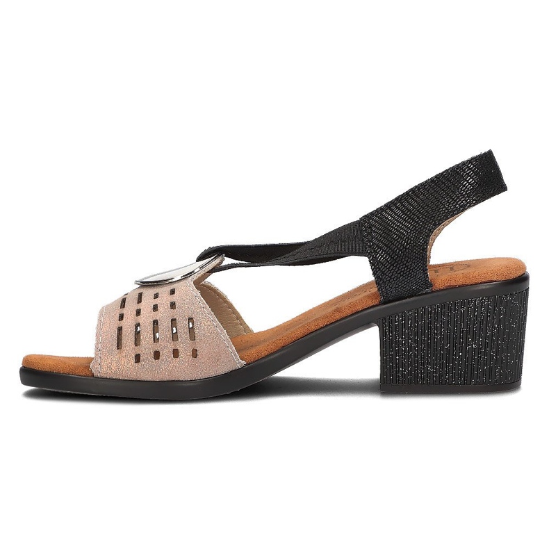 Filippo DS2308/22 Bk Go sandalias de piel calada negro y dorado 4