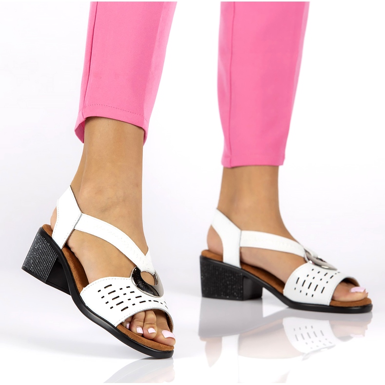 Sandalias abiertas de cuero con Filippo DS2308/22 Decoración blanca blanco 1