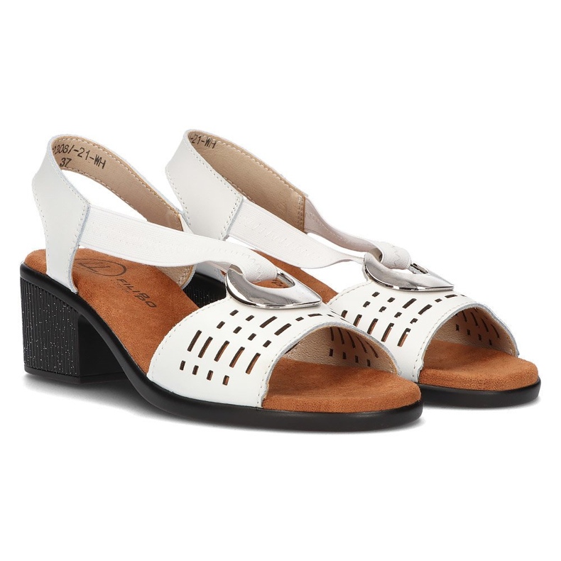Sandalias abiertas de cuero con Filippo DS2308/22 Decoración blanca blanco 2
