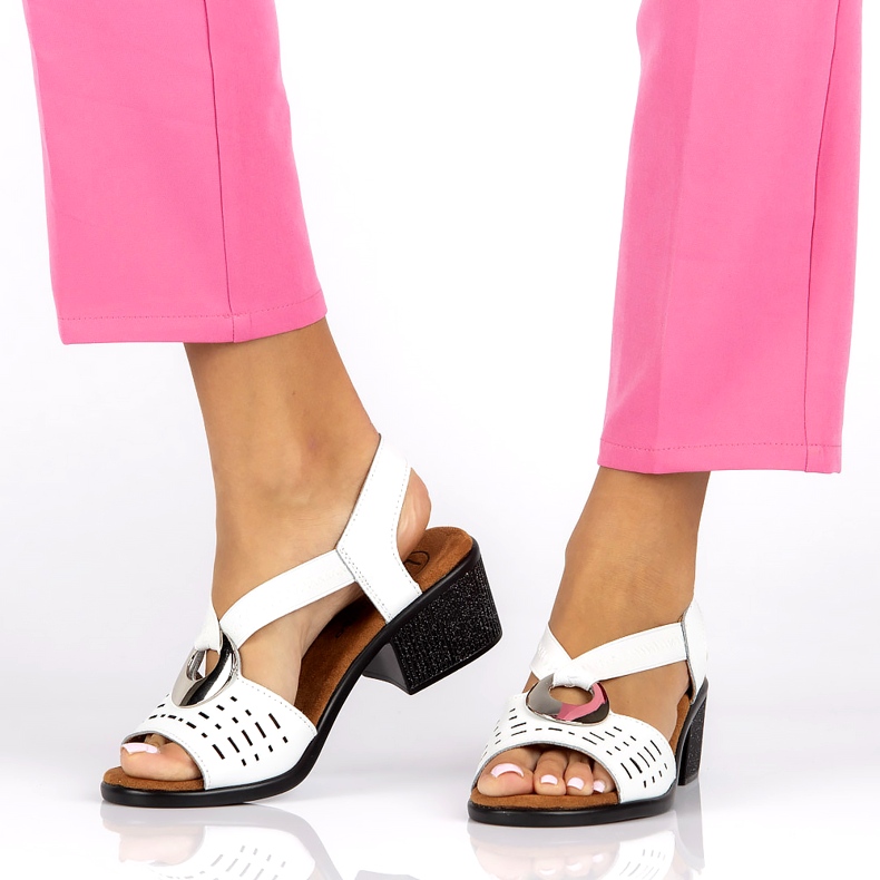 Sandalias abiertas de cuero con Filippo DS2308/22 Decoración blanca blanco 6