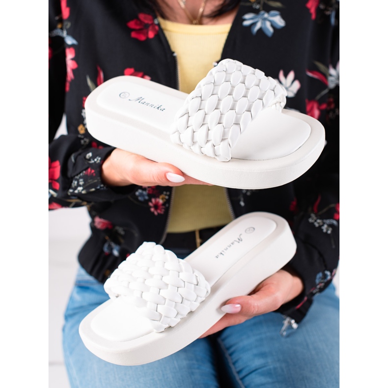 Mannika Zapatillas en la plataforma blanco 1