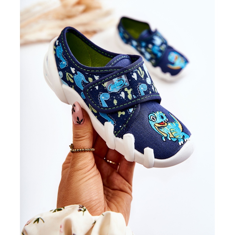 BEFADO S.A. Zapatos Pantuflas Befado Velcro Dinosaurio 273X341 Azul Marino 1