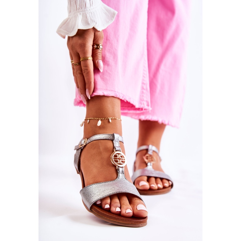 S.Barski Sandalias Mujer Ligeras Con Hebilla Carida Plateado Oscuro plata 1