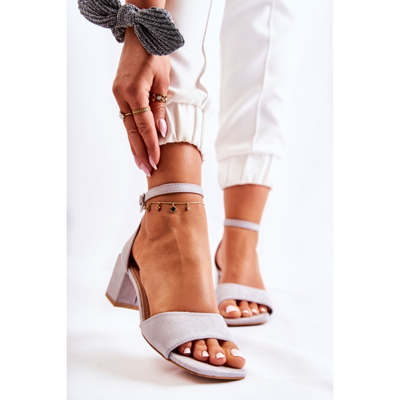 PS1 Sandalias Mujer Ante Tacón Alto Gris Luciana 1