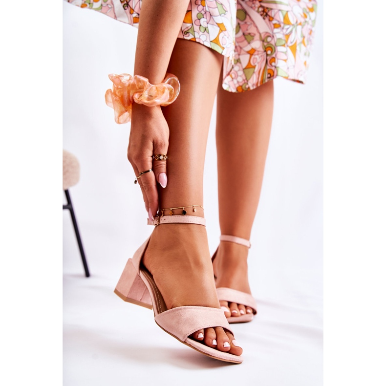 PS1 Sandalias Mujer Ante Tacón Alto Rosa Luciana 1