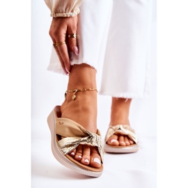 PE1 Zapatillas Mujer Cómodas Piel Beige y Oro Neyla dorado 1