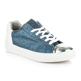 Kylie Deportivas con cordones y purpurina azul 1