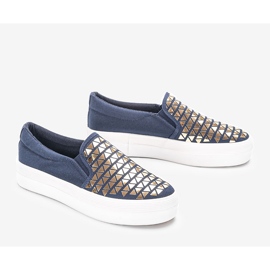Zapatillas marinas en la plataforma Sandell azul marino dorado 2