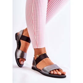 S.Barski Sandalias Clásicas Con Tachuelas Shelly Plateado Oscuro negro plata 3
