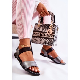 S.Barski Sandalias Clásicas Con Tachuelas Shelly Plateado Oscuro negro plata 5
