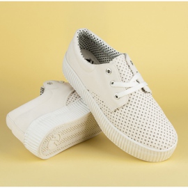 Kylie Zapatillas caladas en la plataforma. blanco 5