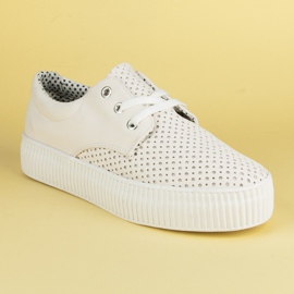 Kylie Zapatillas caladas en la plataforma. blanco 3
