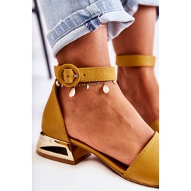 Sandalias Piel Tacon Dorado Laura Messi 2143 Amarillo oscuro 4
