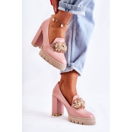 PA2 Salones Elegantes Con Ornamento Liso Caterine Rosa-Beige rosado 6