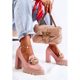 PA2 Salones Elegantes Con Ornamento Liso Caterine Rosa-Beige rosado 4