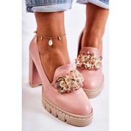 PA2 Salones Elegantes Con Ornamento Liso Caterine Rosa-Beige rosado 5