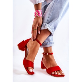 PS1 Sandalias Mujer Ante Tacón Alto Rojo Luciana 2