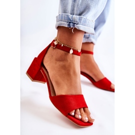 PS1 Sandalias Mujer Ante Tacón Alto Rojo Luciana 3
