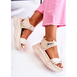 PE1 Sandalias De Mujer En La Plataforma Terrina Beige 3