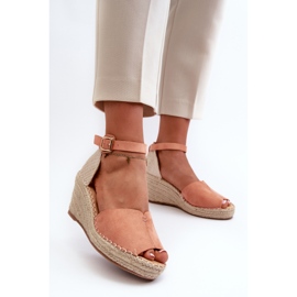 Sandalias Mujer Cuña Cómodas Rosa Claro Dellia 1