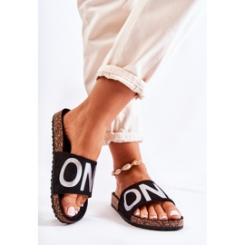 PE1 Pantuflas clásicas sin cordones con inscripción Bahari en negro y plateado 2
