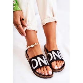 PE1 Pantuflas clásicas sin cordones con inscripción Bahari en negro y plateado 4