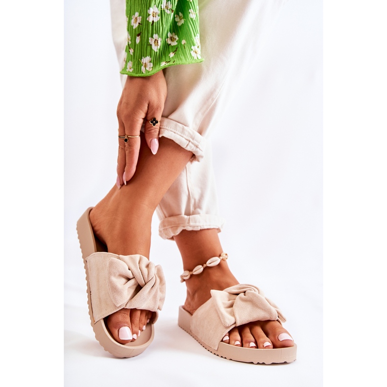 PE1 Slippers Clásicas De Ante Con Lazo Hayle Beige 2