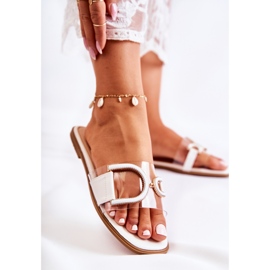 FS1 Pantuflas blancas de moda para mujer Marsala blanco 3