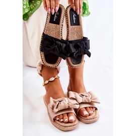 FK1 Pantuflas De Mujer Con Lazo De Tela Negro Ginna 4