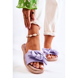 FK1 Pantuflas De Mujer Con Lazo De Tela Violeta Ginna 1