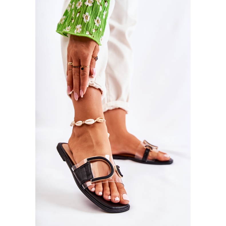 FS1 Pantuflas negras de mujer de moda Marsala negro 2