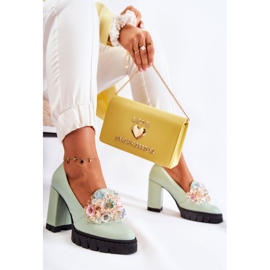 PA2 Zapatos De Salón Elegantes Con Adorno Caterine Verde Liso 7