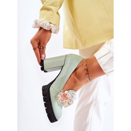 PA2 Zapatos De Salón Elegantes Con Adorno Caterine Verde Liso 4