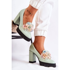PA2 Zapatos De Salón Elegantes Con Adorno Caterine Verde Liso 5