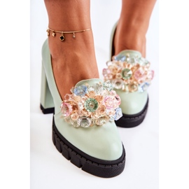 PA2 Zapatos De Salón Elegantes Con Adorno Caterine Verde Liso 6