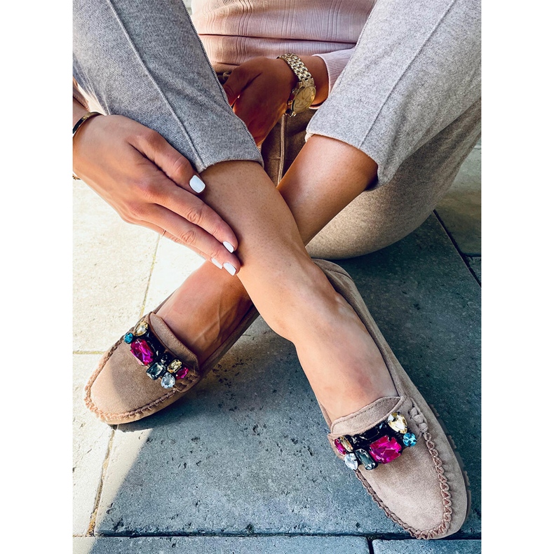 Mocasines con piedras Megara Khaki beige 2