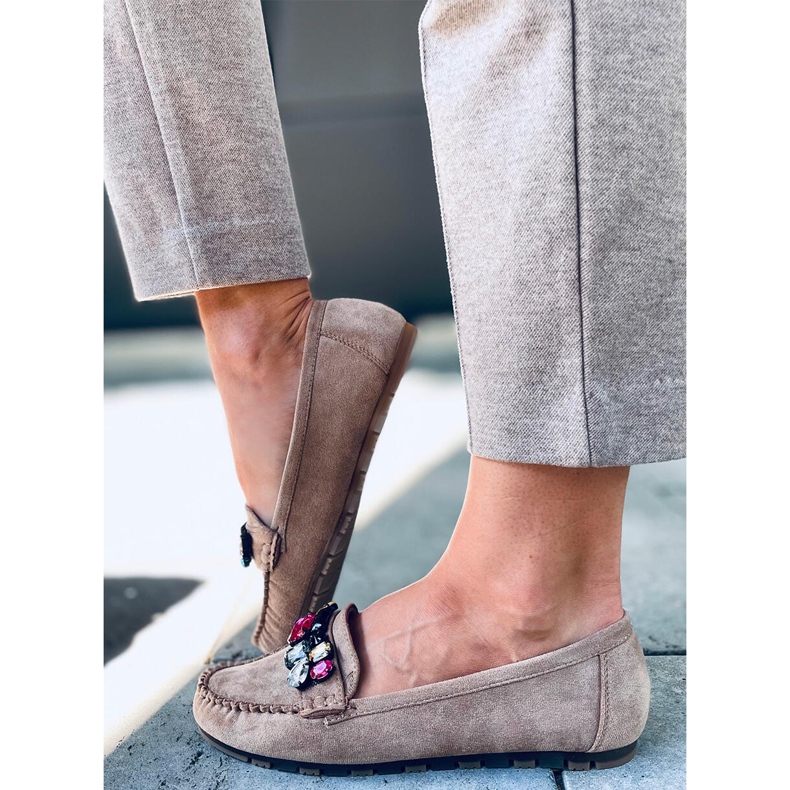 Mocasines con piedras Megara Khaki beige 1