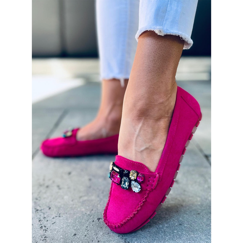 Mocasín con piedras Megara Fucsia rosa 1